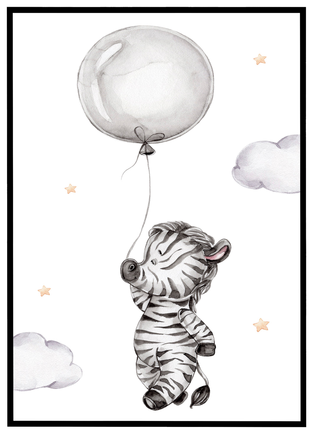 Zebra med Ballon - Børneplakat