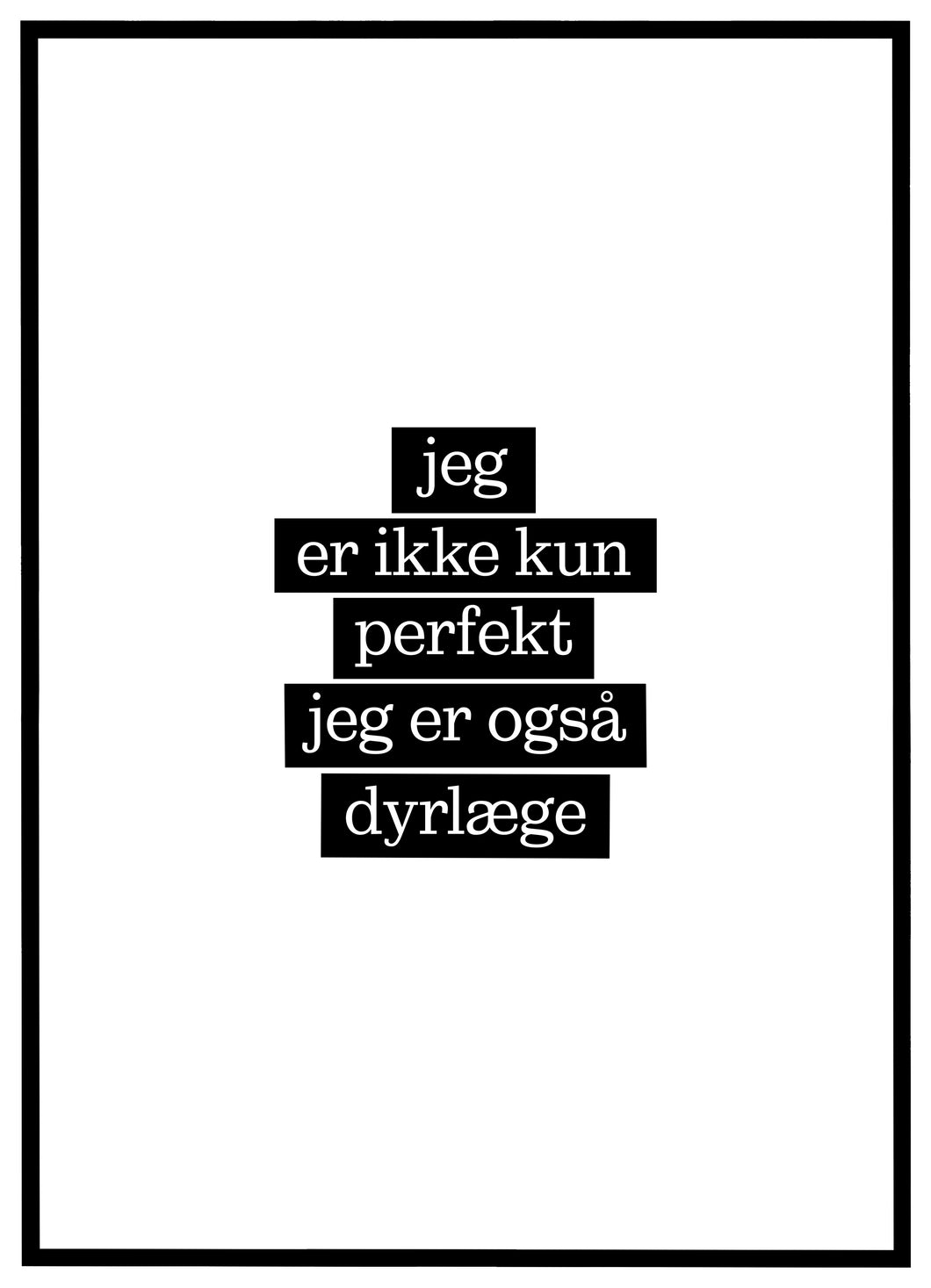 Jeg er ikke kun perfekt, jeg er også Dyrelæge - Plakat