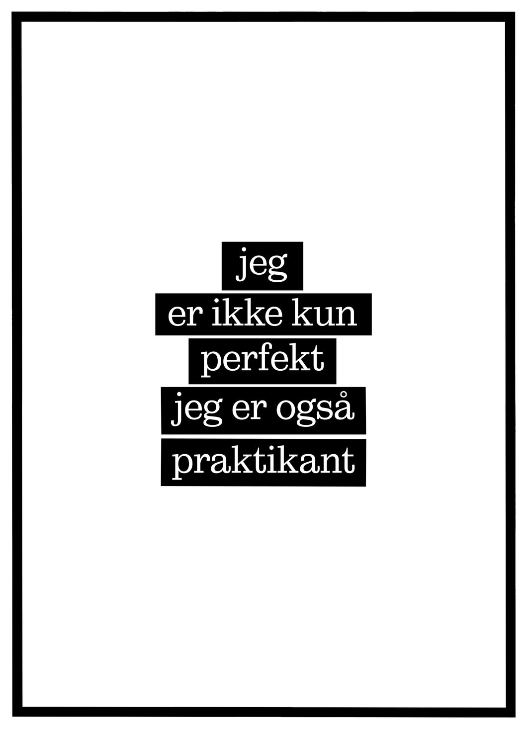 Jeg er ikke kun perfekt, jeg er også Praktikant - Plakat
